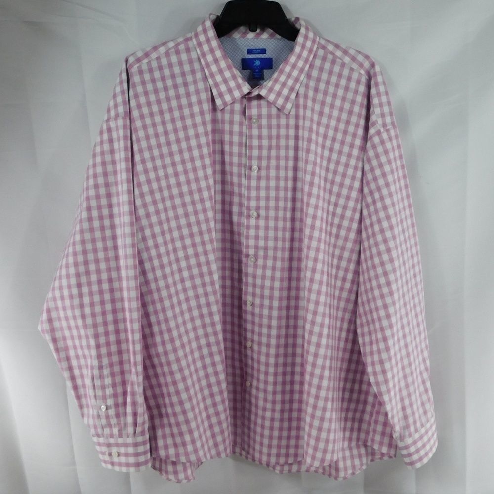 Egara Mens Purple White Plaid Button Up Shirt